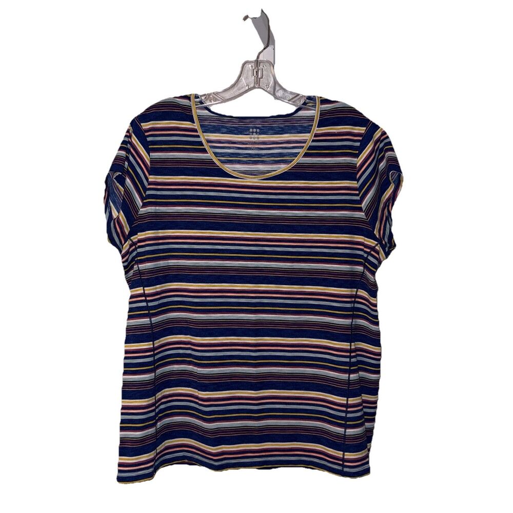 Title Nine Henerala Short Sleeve Tee Shirt Women’s Size XL Navy Blue Stripe
